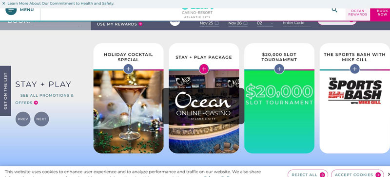 Bonuses and promotions Ocean Casino